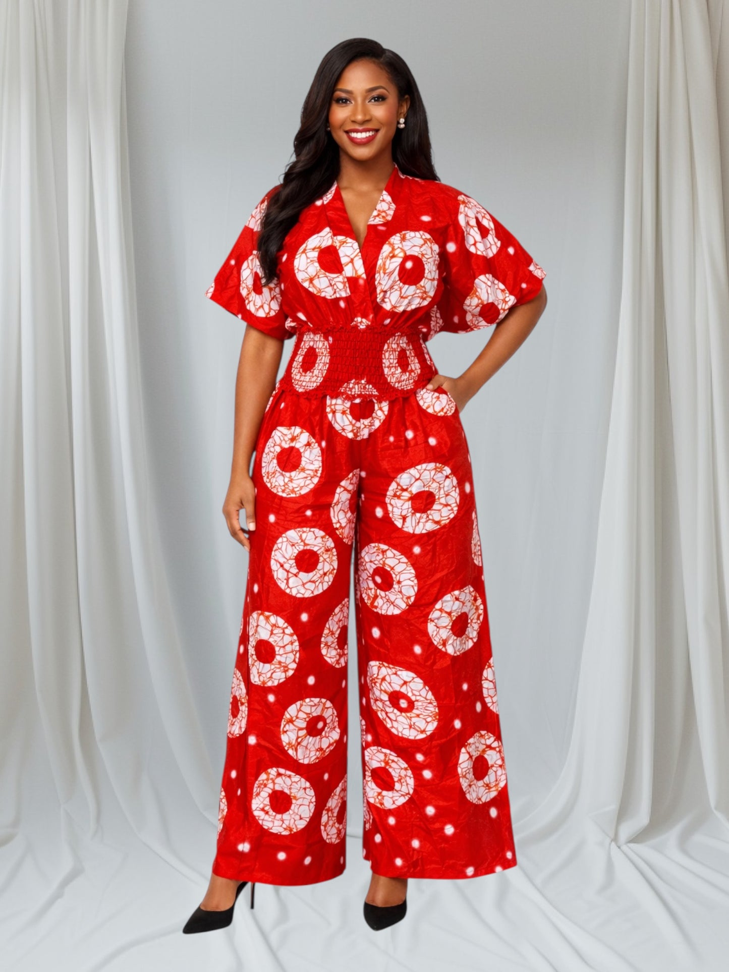 CRZ Vibrant Ankara Crop Top and Palazzo Trousers Set