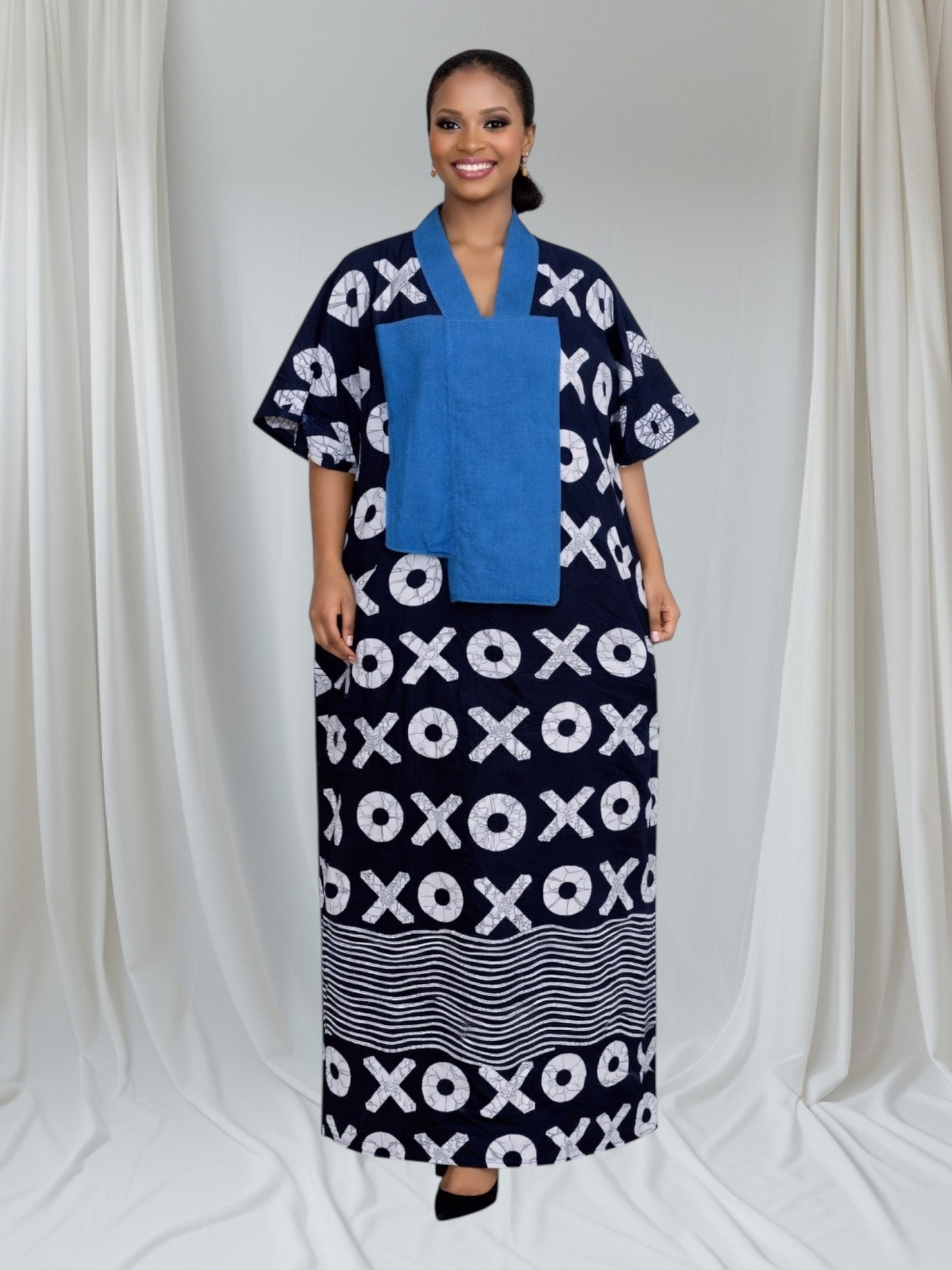 CRZ Elegant Ankara With Aso Oke Kaftan Dress