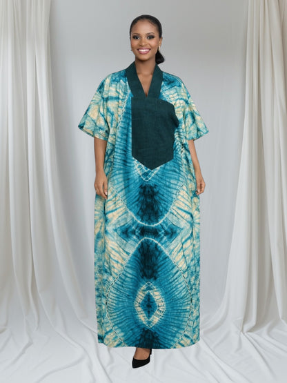 CRZ Elegant Ankara With Aso Oke Kaftan Dress