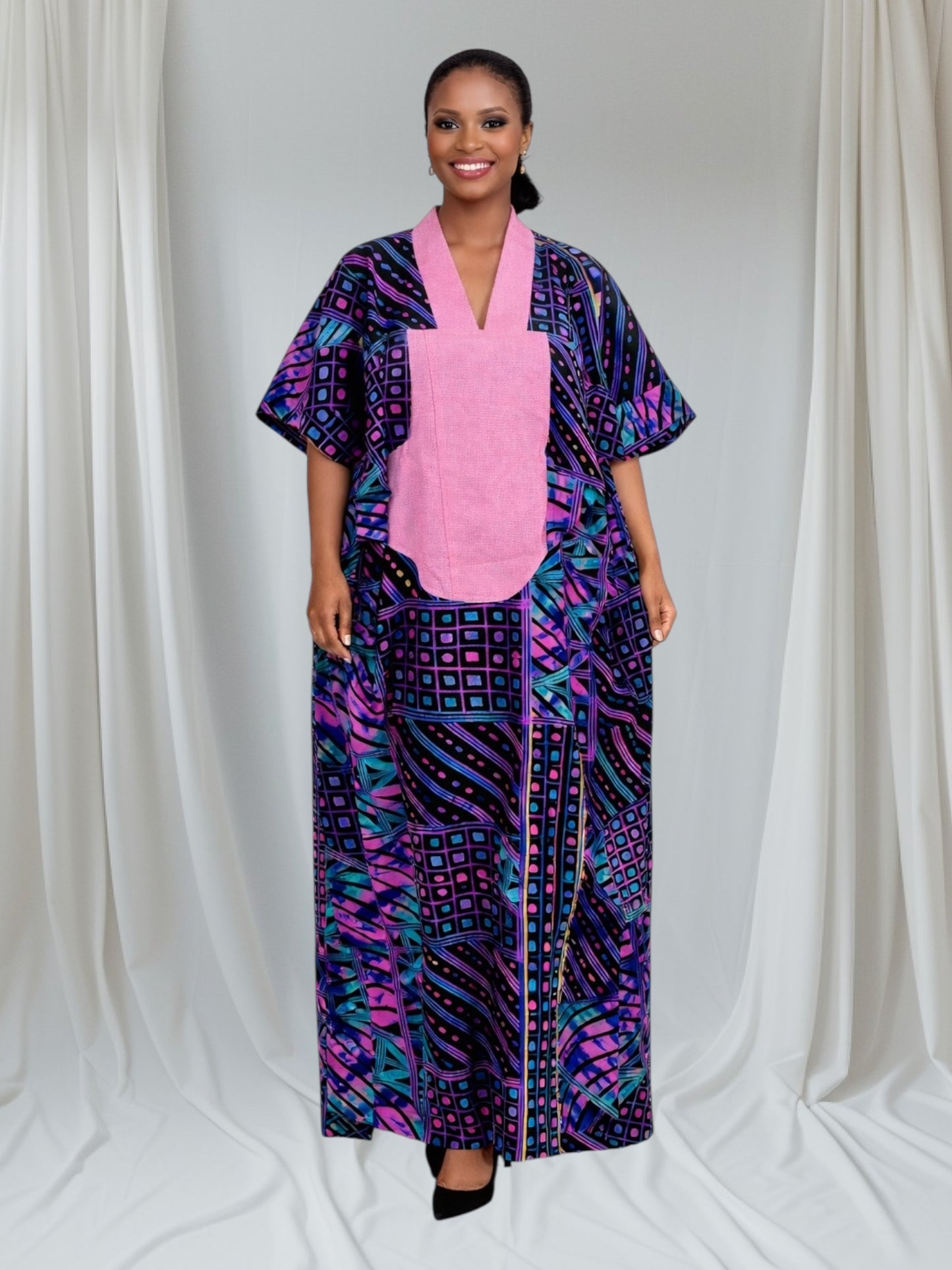 CRZ Elegant Ankara With Aso Oke Kaftan Dress
