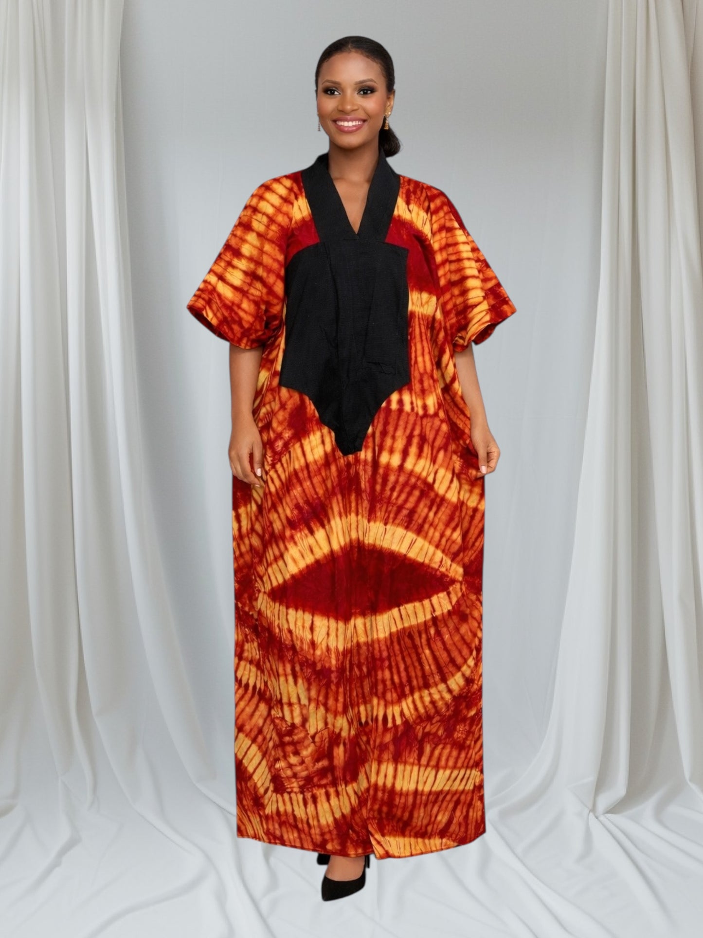 CRZ Elegant Ankara With Aso Oke Kaftan Dress