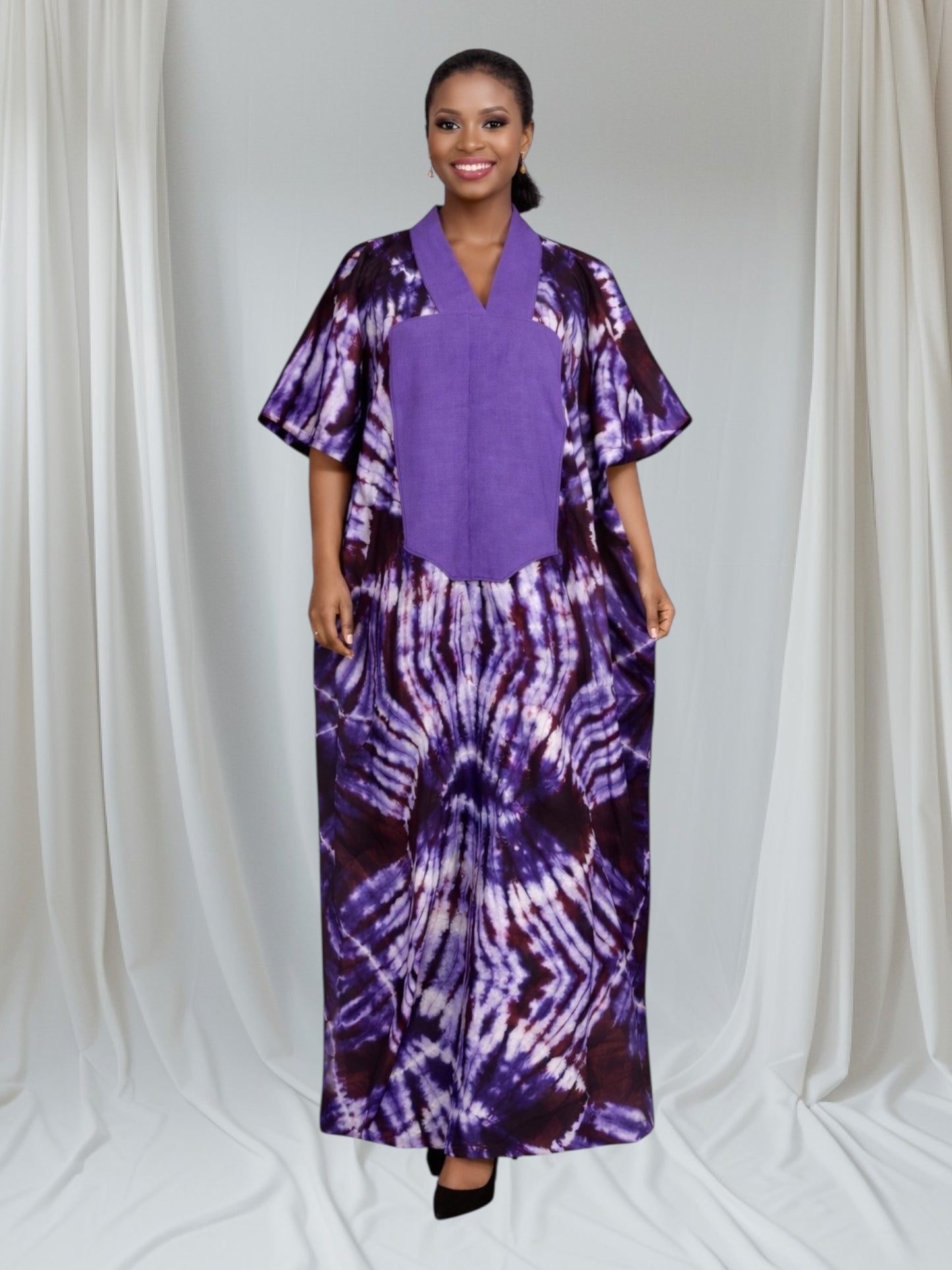 CRZ Elegant Ankara With Aso Oke Kaftan Dress