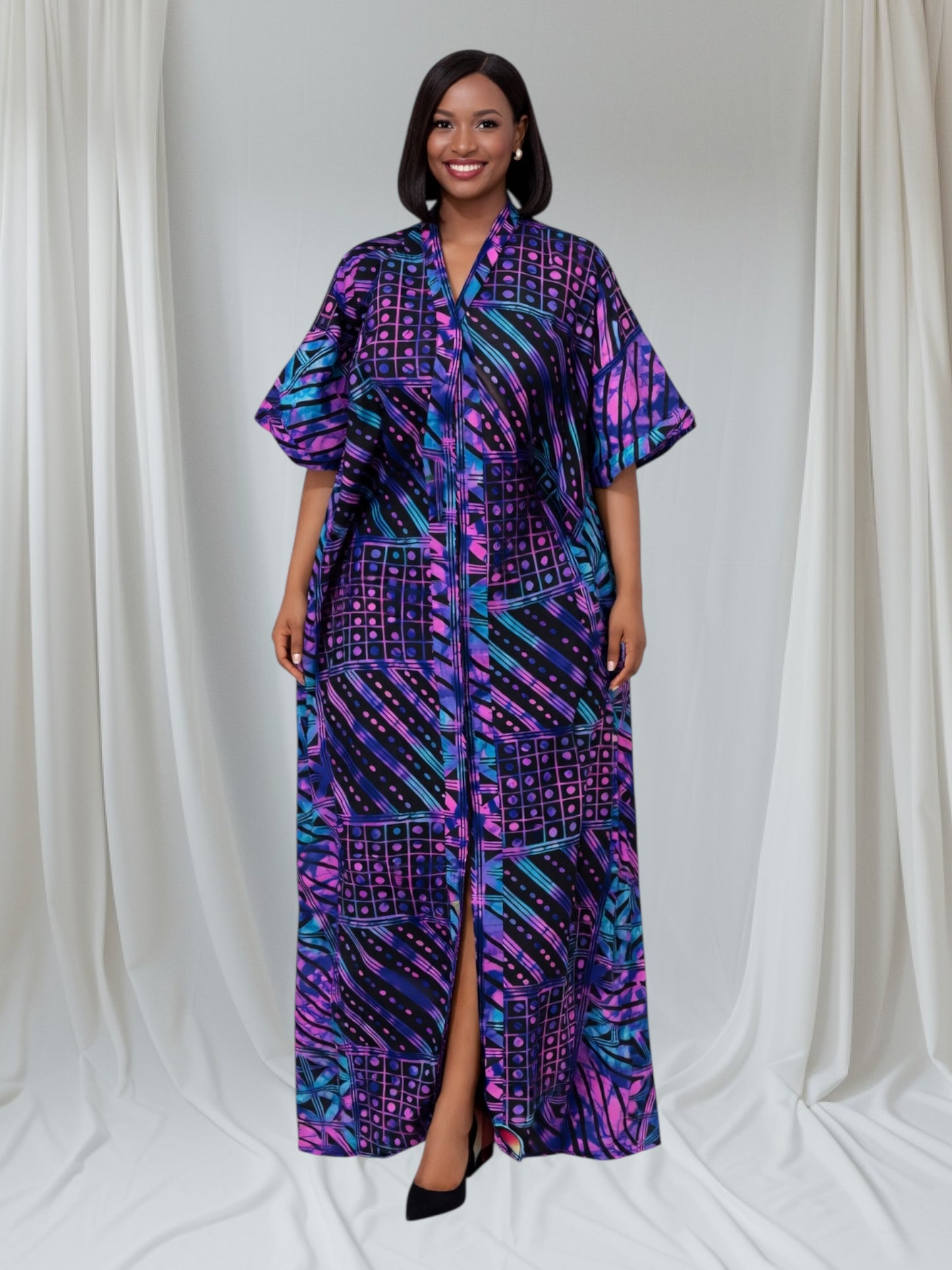 CRZ Elegant Ankara Kaftan Corset Long Dress