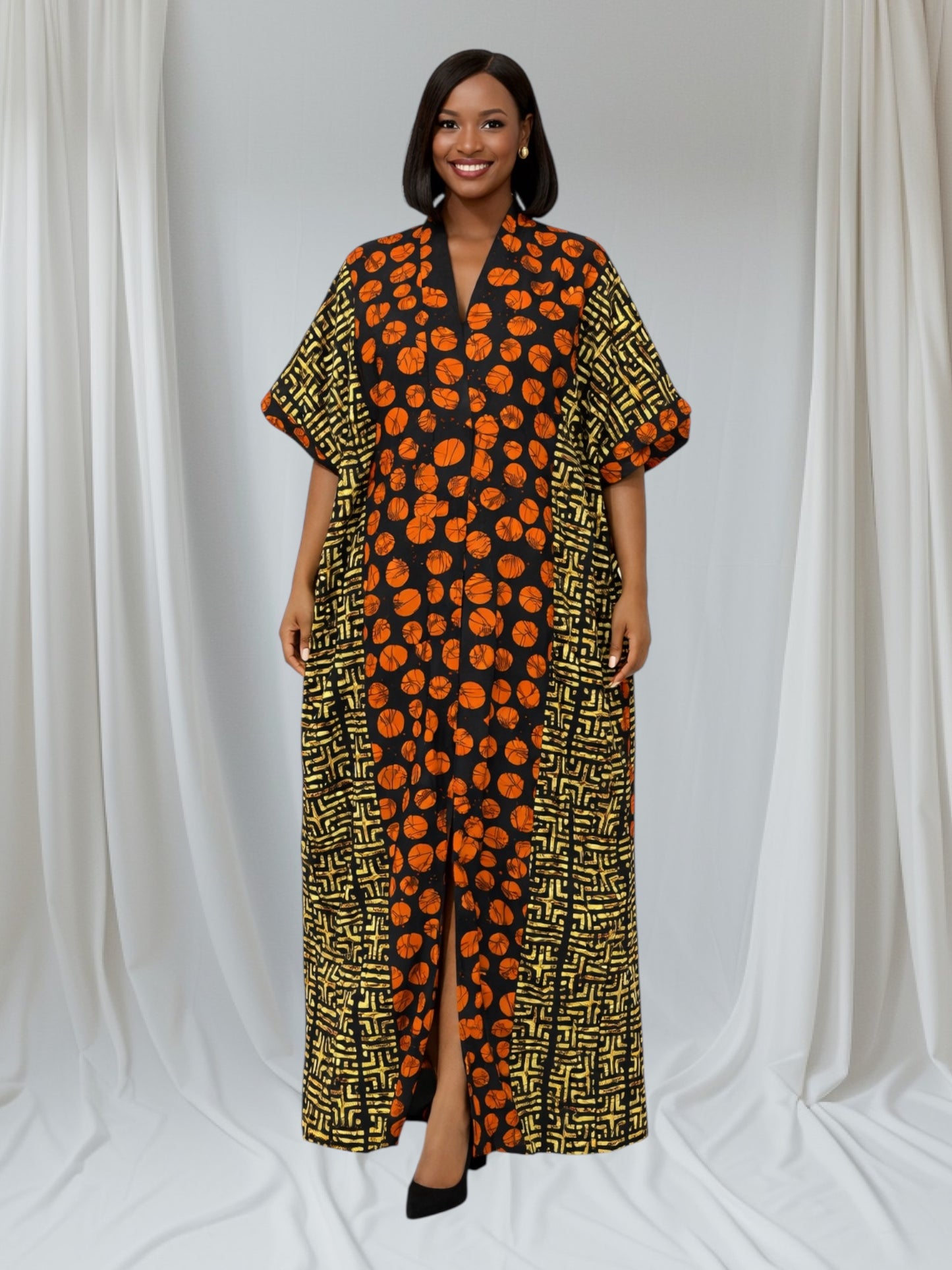 CRZ Elegant Ankara Kaftan Corset Long Dress
