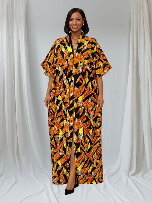 CRZ Elegant Ankara Kaftan Corset Long Dress
