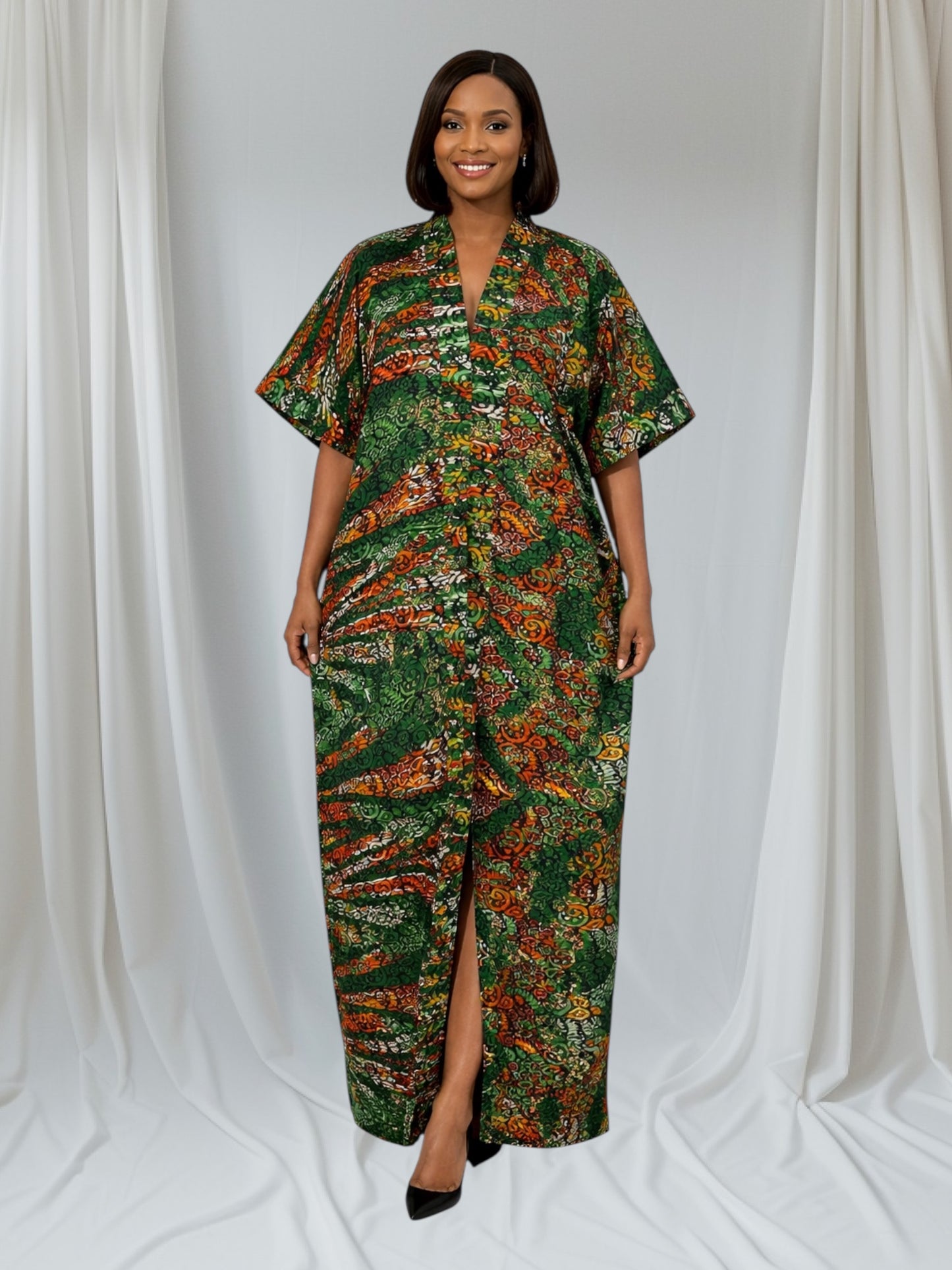 CRZ Elegant Ankara Kaftan Corset Long Dress