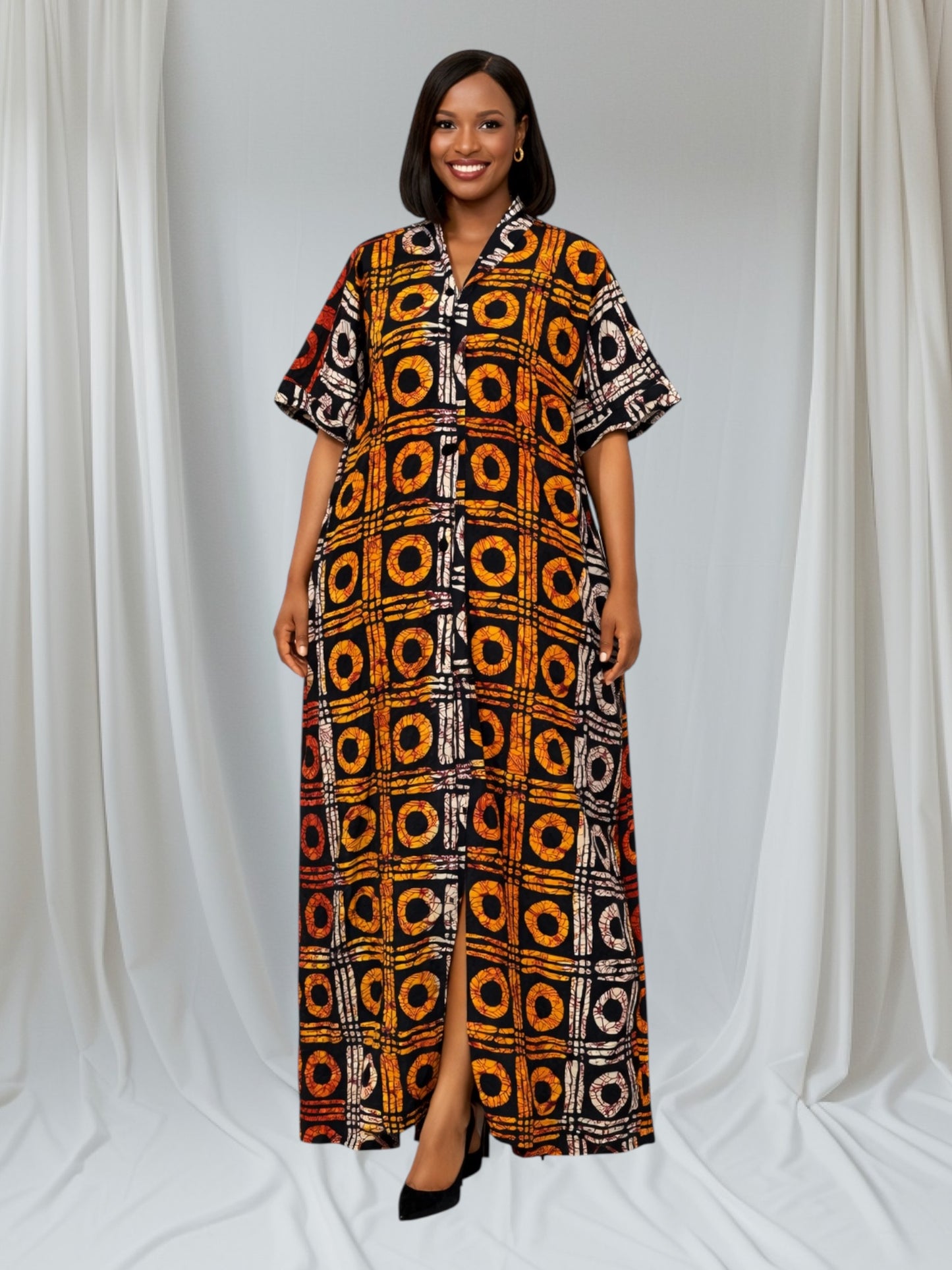 CRZ Elegant Ankara Kaftan Corset Long Dress