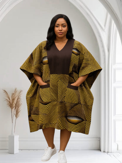AS4D Ankara Knee Length Dress Designed With Aso Oke
