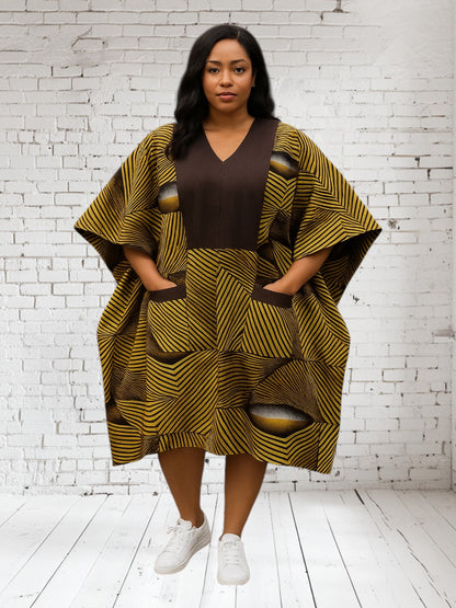 AS4D Ankara Knee Length Dress Designed With Aso Oke