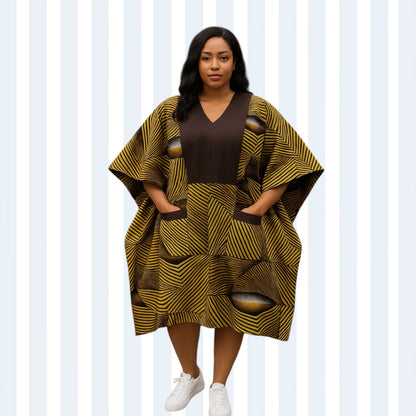 AS4D Ankara Knee Length Dress Designed With Aso Oke