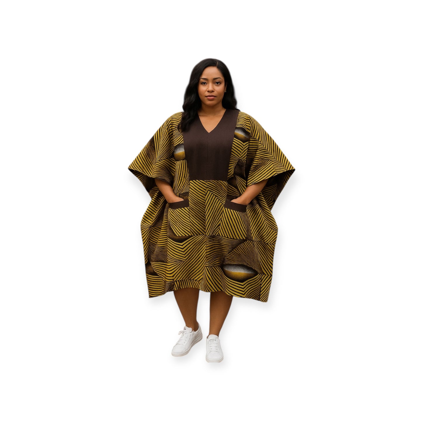 AS4D Ankara Knee Length Dress Designed With Aso Oke
