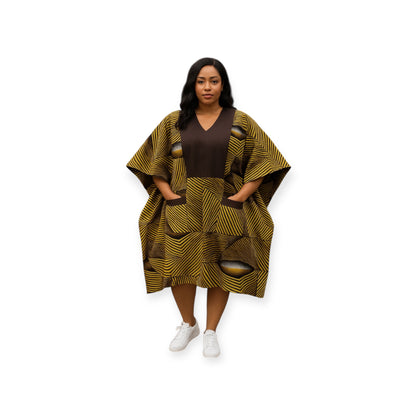 AS4D Ankara Knee Length Dress Designed With Aso Oke