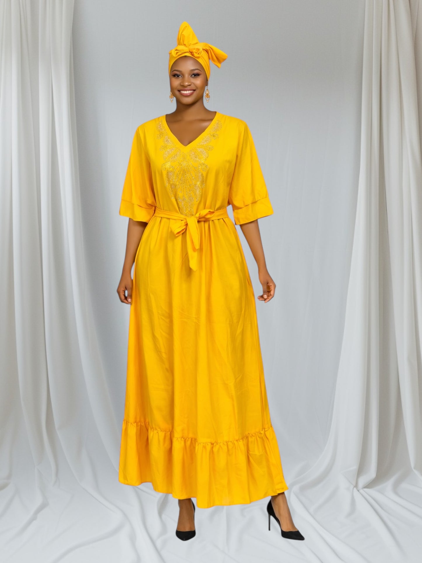 CRZ Elegant Dress Embellished With Rhinestones 5014