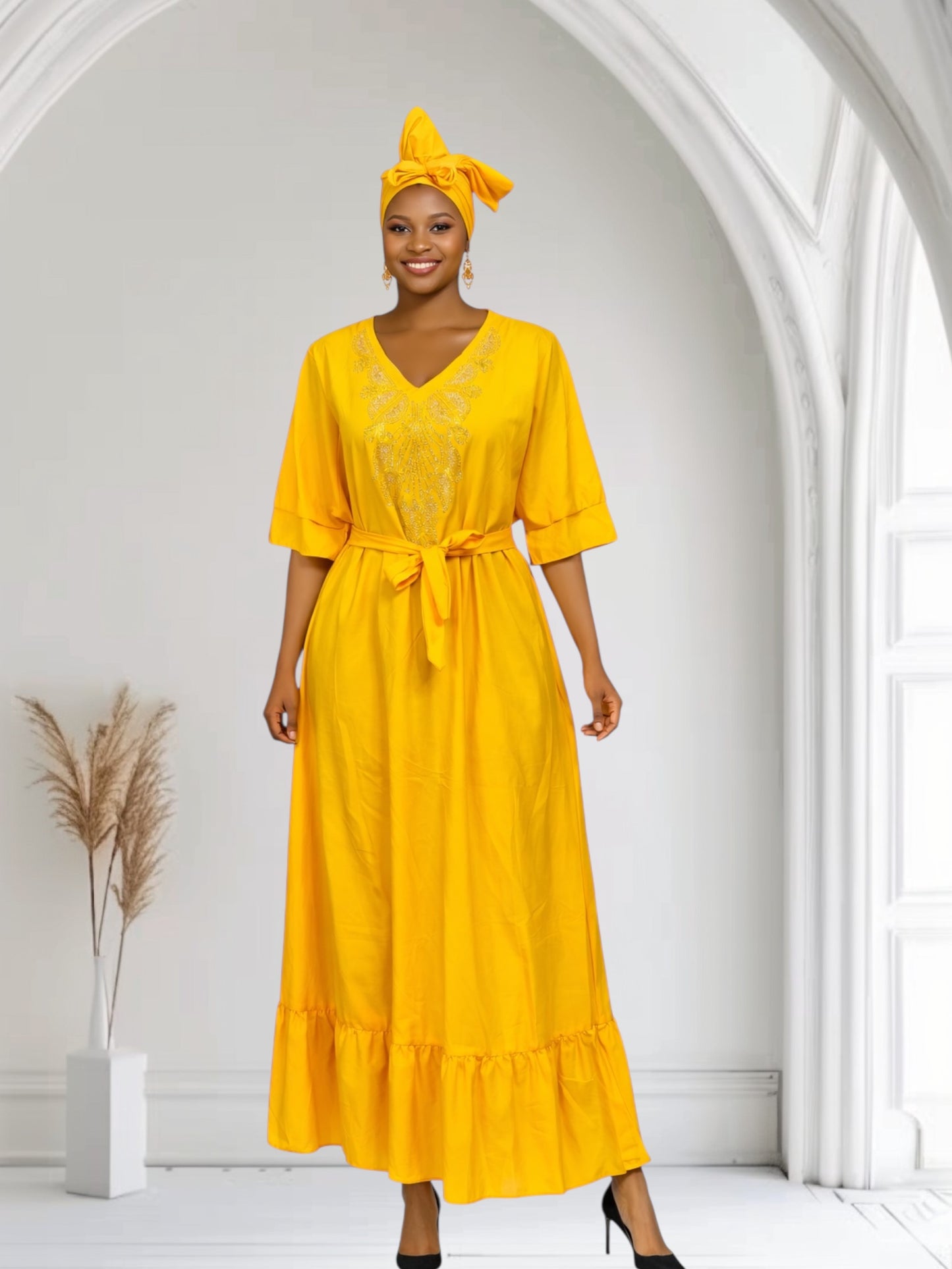 CRZ Elegant Dress Embellished With Rhinestones 5014
