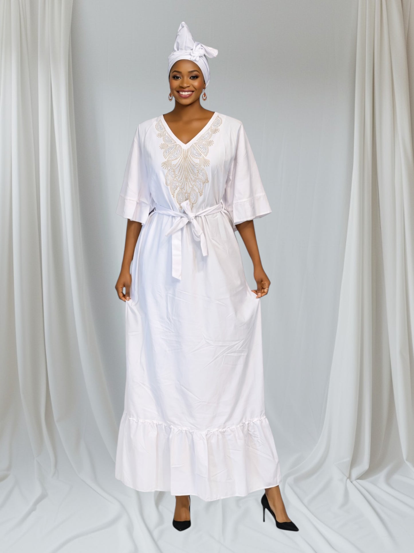 CRZ Elegant Dress Embellished With Rhinestones 5014