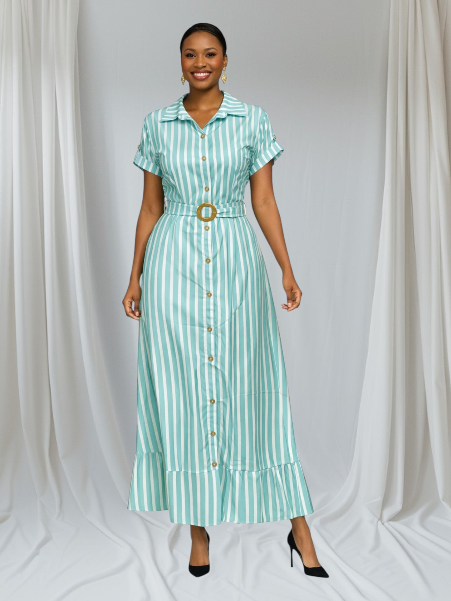 CRZ Button Down Stripe Dress 2585