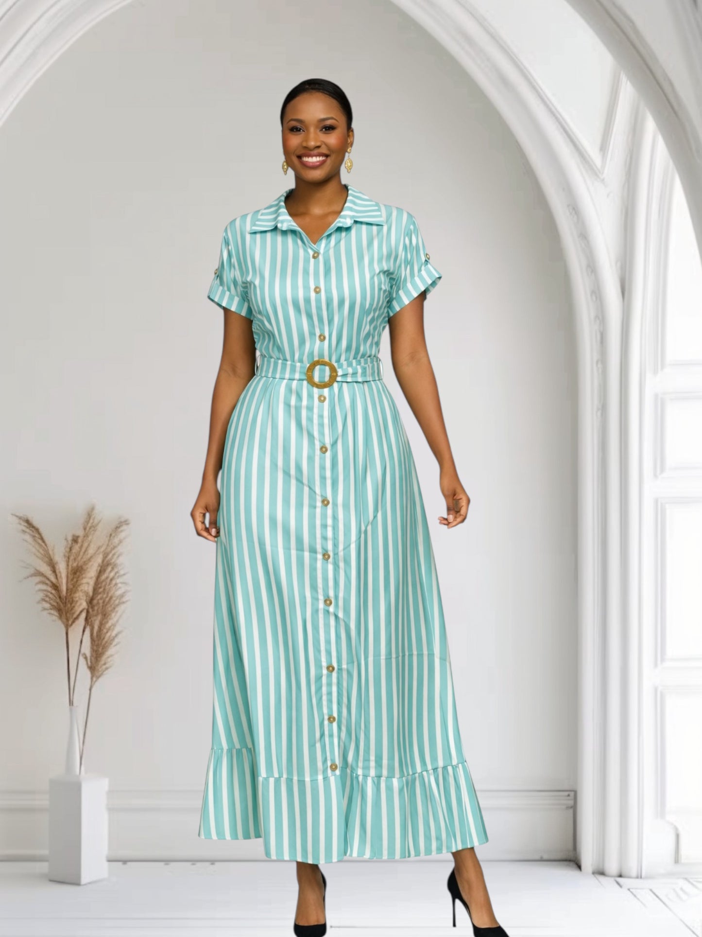 CRZ Button Down Stripe Dress 2585