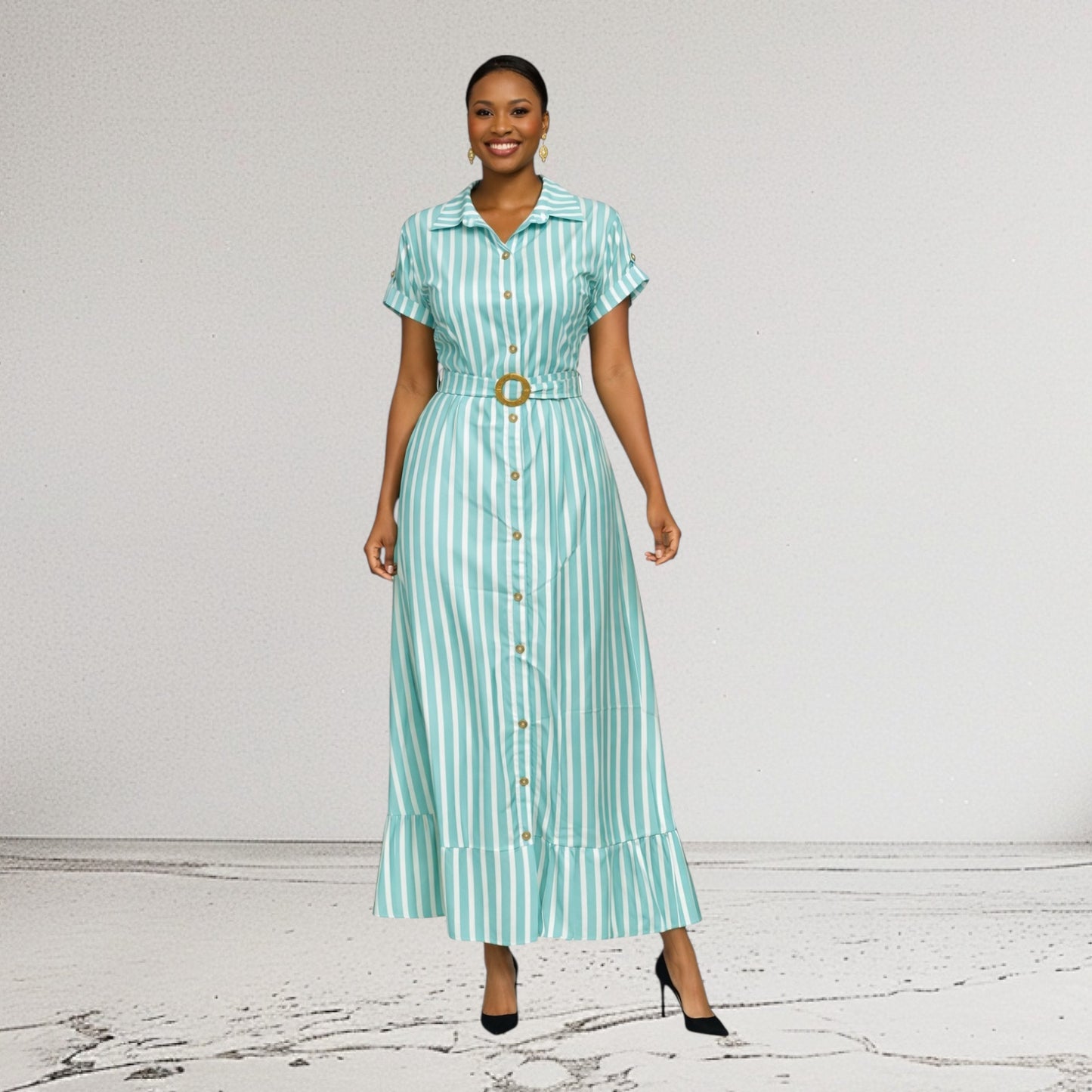 CRZ Button Down Stripe Dress 2585