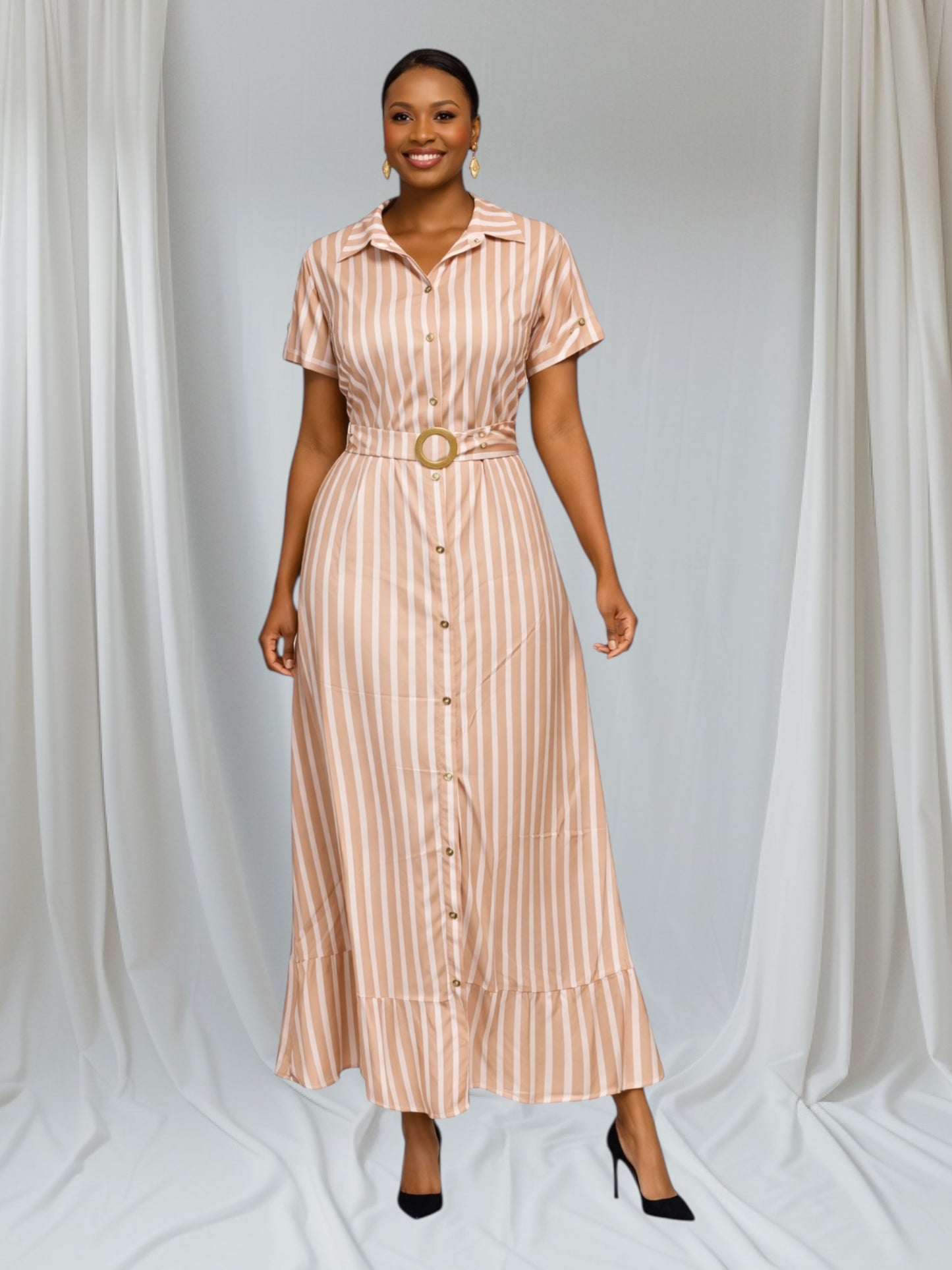 CRZ Button Down Stripe Dress 2585