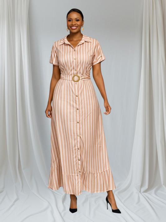 CRZ Button Down Stripe Dress 2585