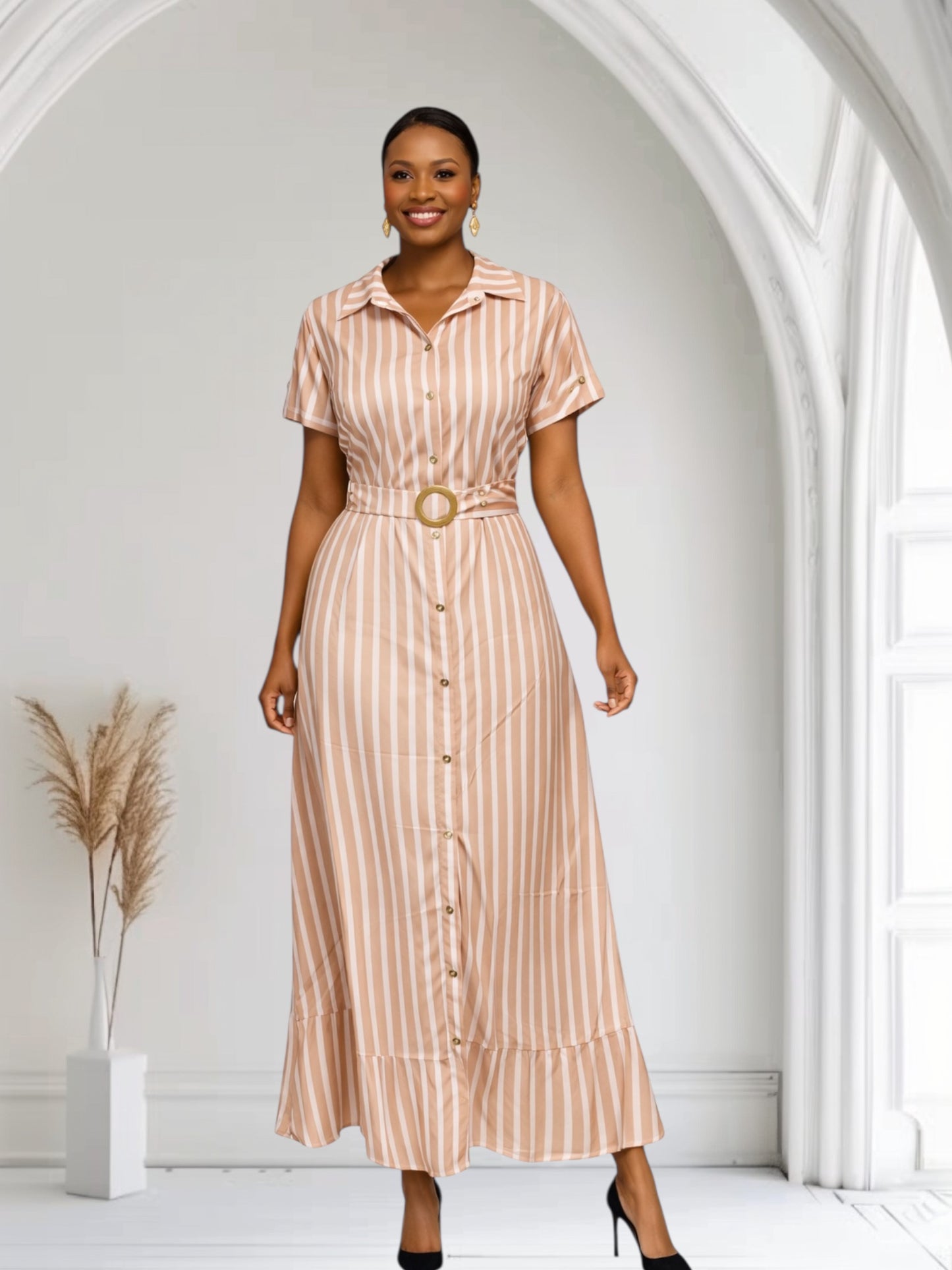 CRZ Button Down Stripe Dress 2585