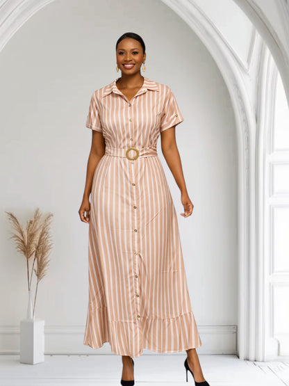 CRZ Button Down Stripe Dress 2585