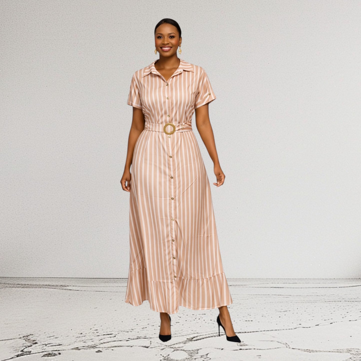 CRZ Button Down Stripe Dress 2585