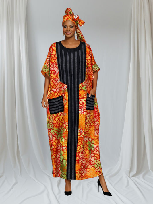 CRZ Kaftan With Silver Rhinestone Embellishment With Front Pocket 136