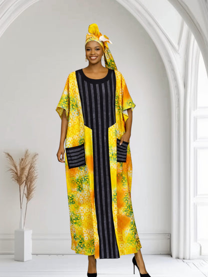 CRZ Kaftan With Silver Rhinestone Embellishment With Front Pocket 136