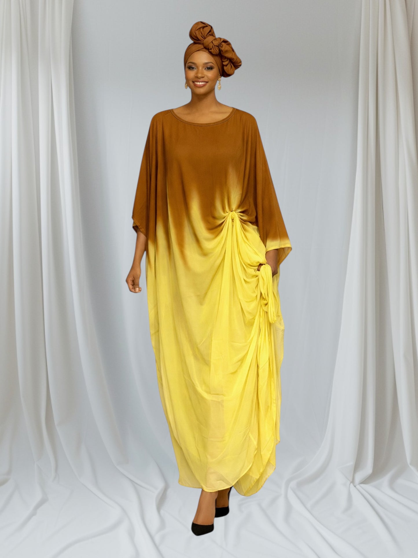 CRZ 2-in-1 Chiffon Long Dress With Side Drawstring 25164-1