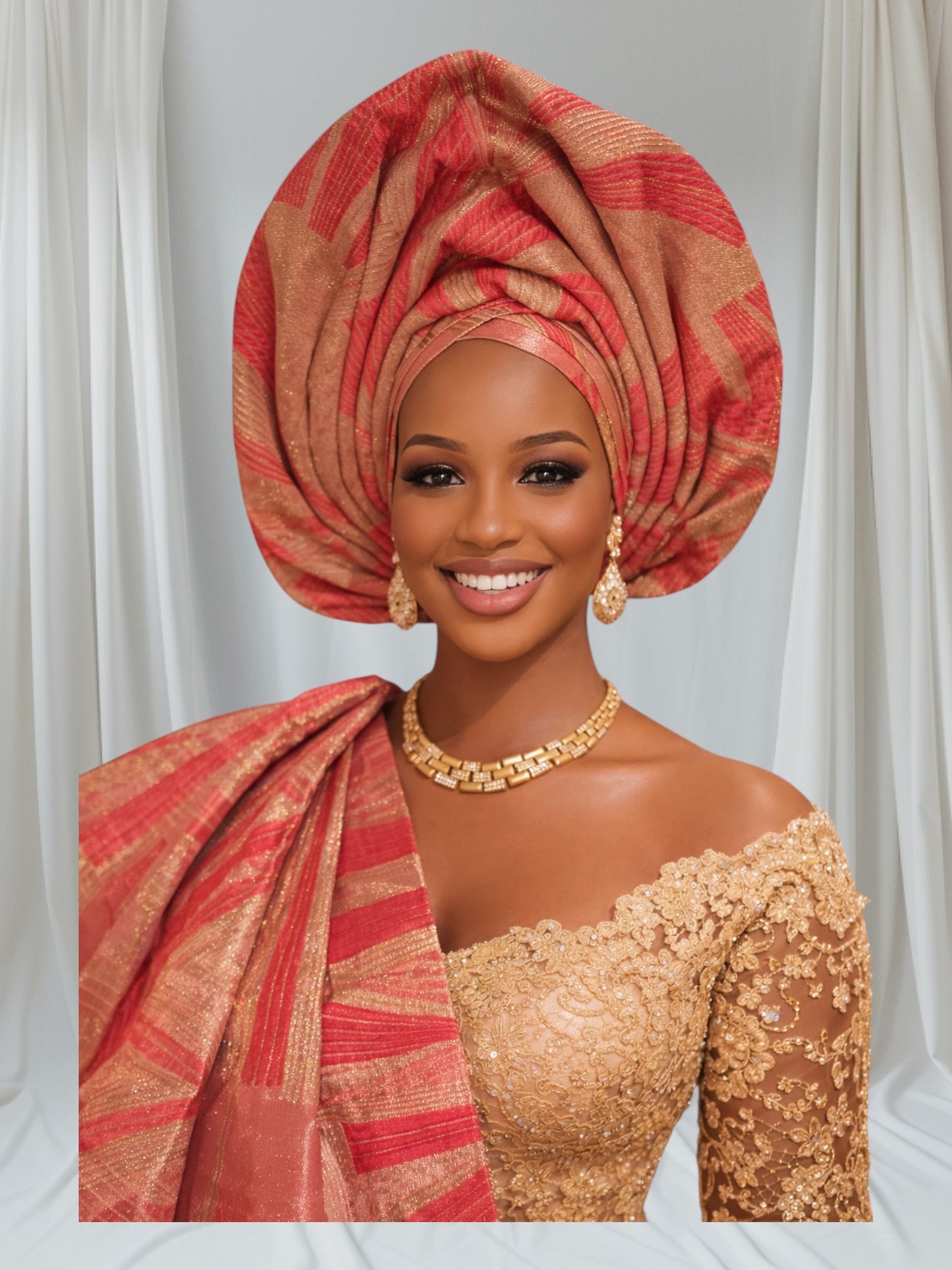 CRZ 2-in-1 Damask Brocade Auto Gele Set