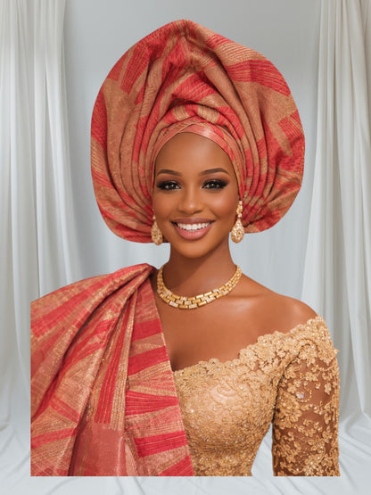CRZ 2-in-1 Damask Brocade Auto Gele Set