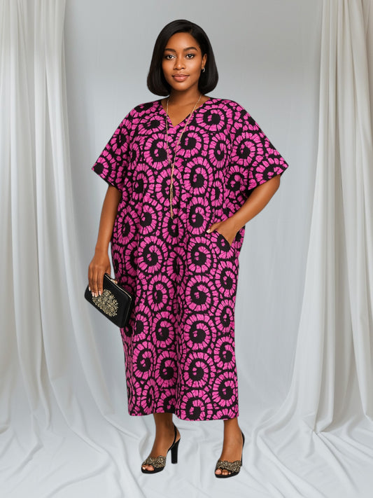 CRZ Elegant Multicolor Ankara Below the Knee One Size Dress