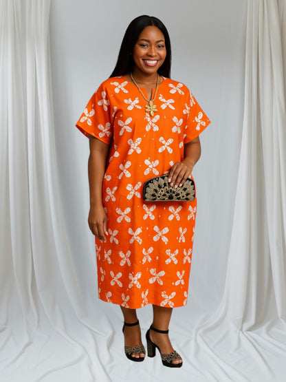 CRZ Elegant Multicolor Ankara Below the Knee One Size Dress
