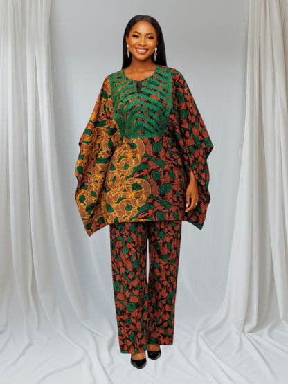 CRZ 2 Piece Ankara Corset Top and Pant Trouser