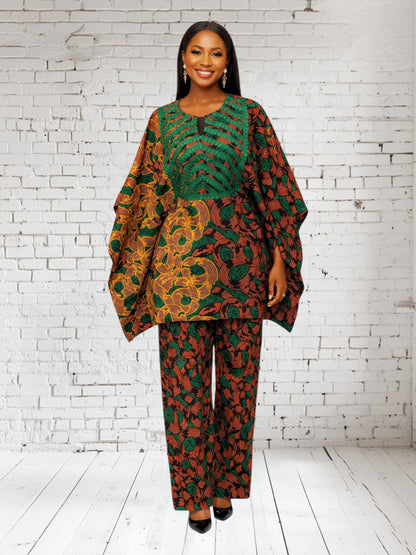 CRZ 2 Piece Ankara Corset Top and Pant Trouser