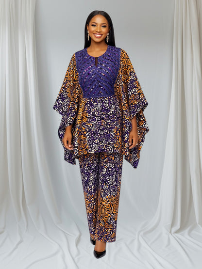 CRZ 2 Piece Ankara Corset Top and Pant Trouser