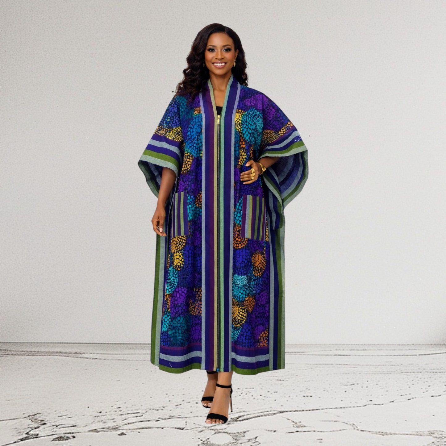 Awele CRZ 48 Inches Kimono Jacket With Front Zipper
