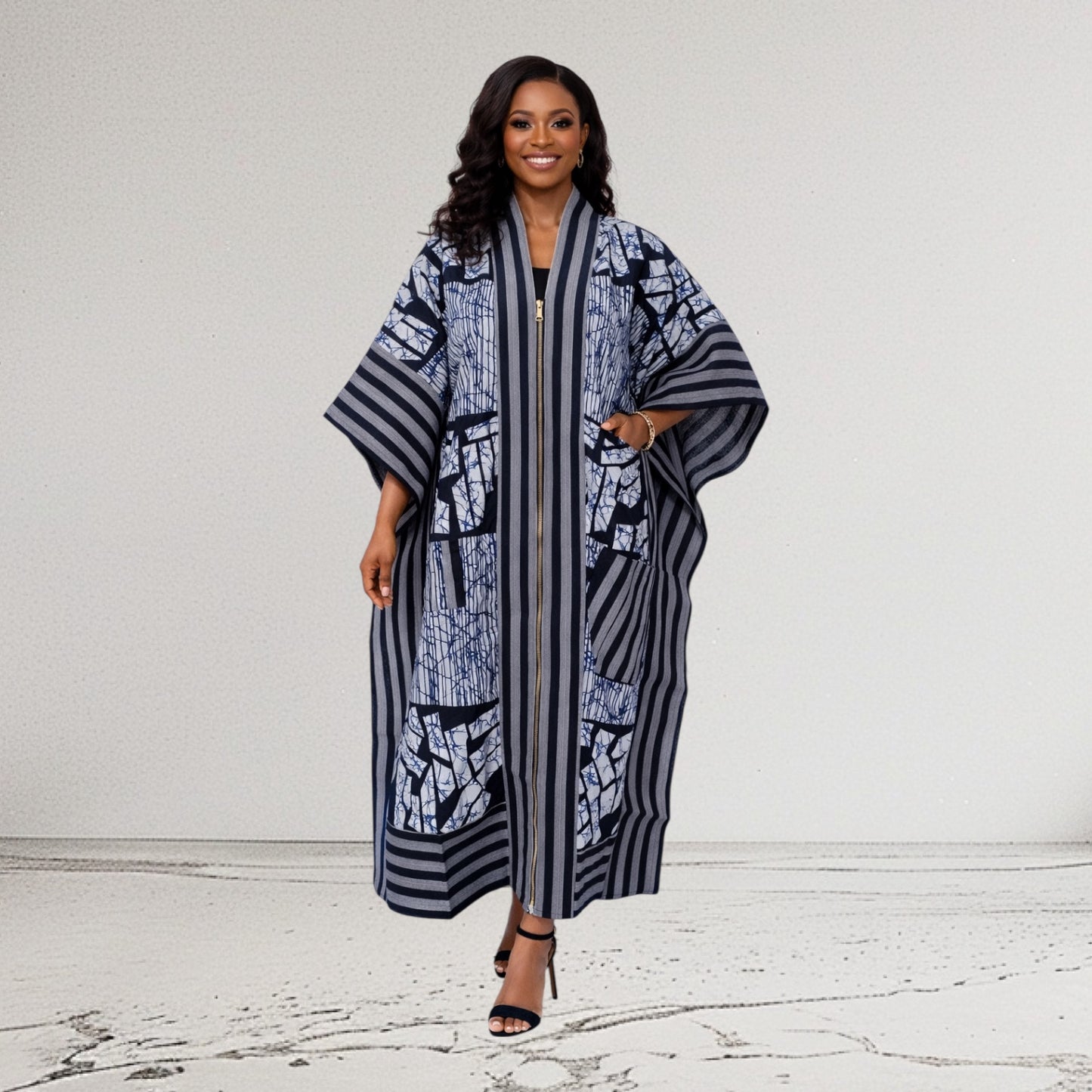 Awele CRZ 48 Inches Kimono Jacket With Front Zipper