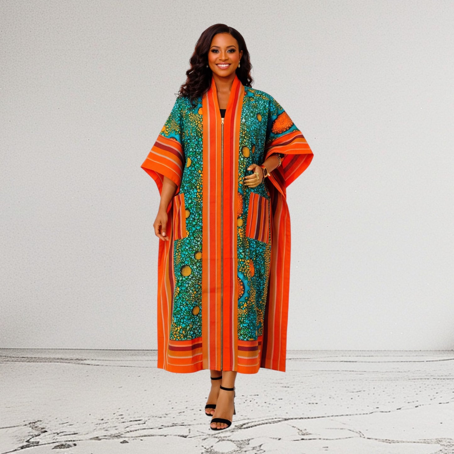 Awele CRZ 48 Inches Kimono Jacket With Front Zipper