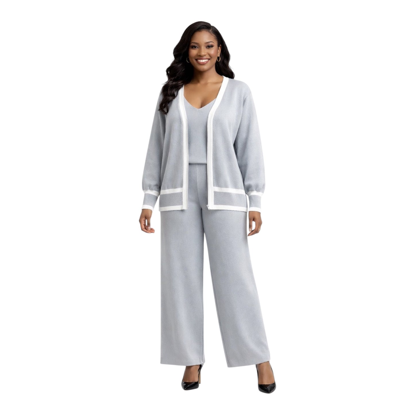 CRZ Classic Contrast Three Piece Knit Wear CZ5060