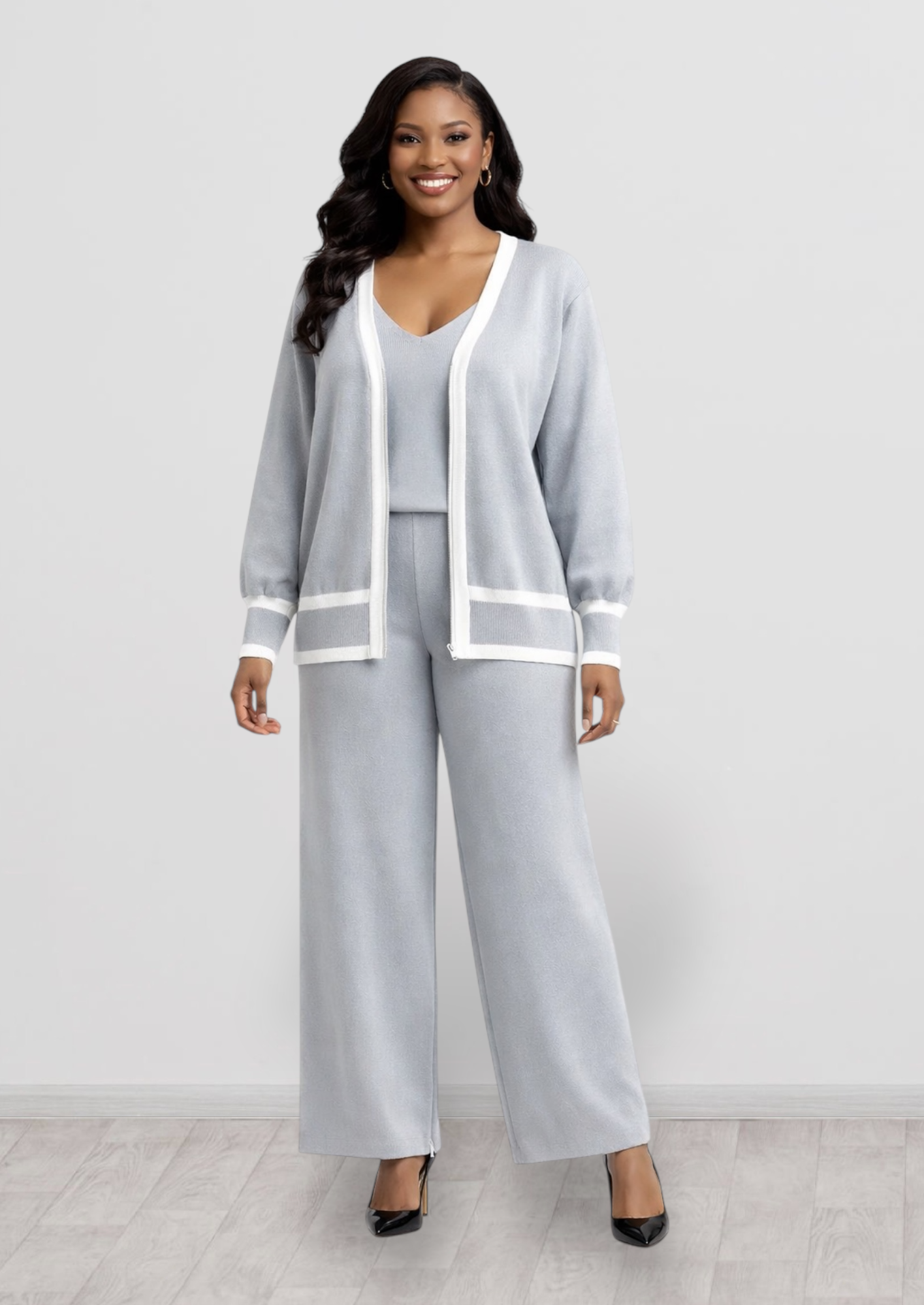 CRZ Classic Contrast Three Piece Knit Wear CZ5060