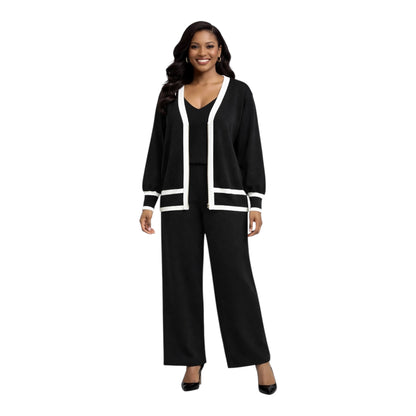 CRZ Classic Contrast Three Piece Knit Wear CZ5060