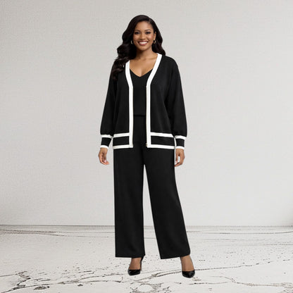 CRZ Classic Contrast Three Piece Knit Wear CZ5060