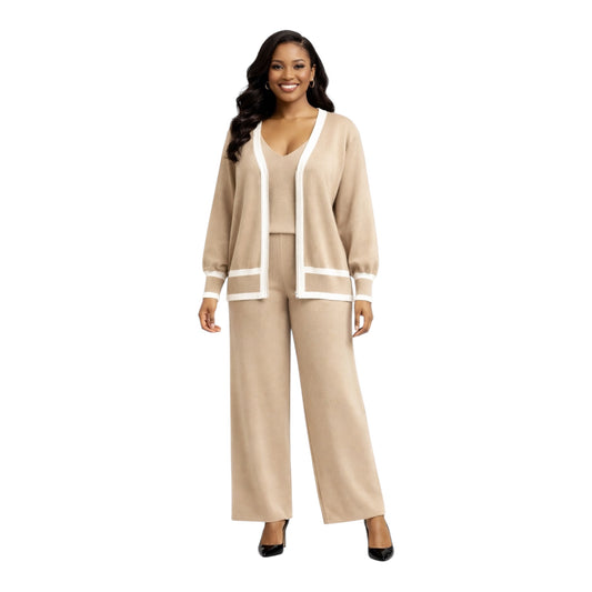 CRZ Classic Contrast Three Piece Knit Wear CZ5060