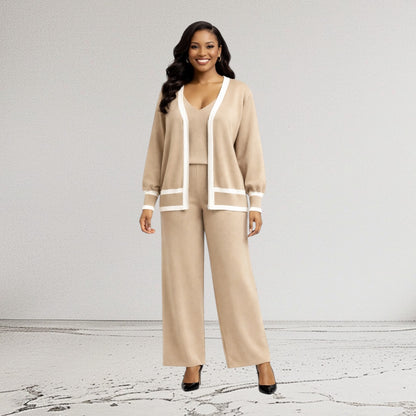 CRZ Classic Contrast Three Piece Knit Wear CZ5060
