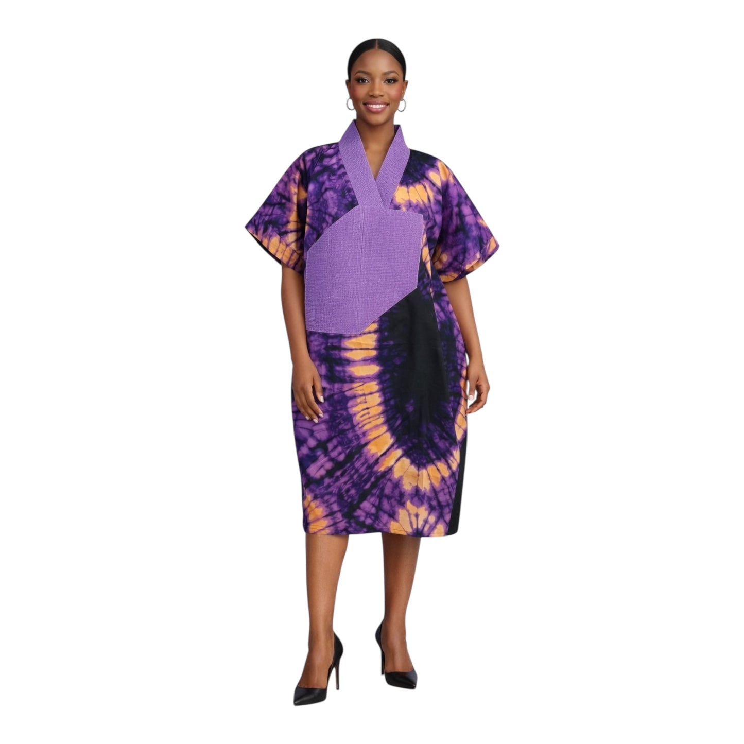CRZ Ankara Bloom African Short Dress Embellished With Aso Oke