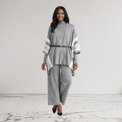 CRZ Elegant 3-Piece Knit Wear Set With Belt 2884