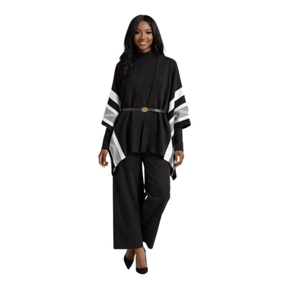 CRZ Elegant 3-Piece Knit Wear Set With Belt 2884