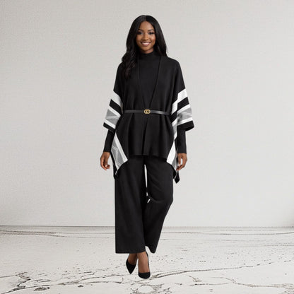 CRZ Elegant 3-Piece Knit Wear Set With Belt 2884
